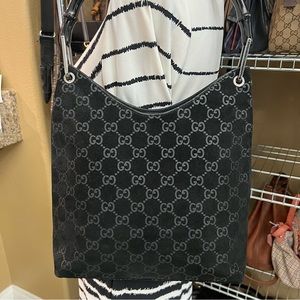 Vintage Gucci | Suede Guccissima Bamboo Shoulder Bag l Tom Ford Gucci era